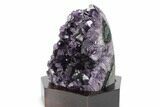 Deep Purple Amethyst Geode With Wood Base - Uruguay #360461-1